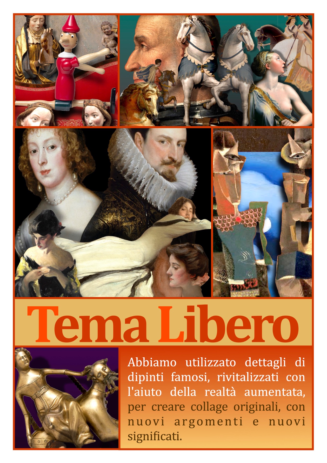 30 collage originali, realizzati con dettagli di artisti famosi rielaborati con la realtà aumentata, per proporre nuovi significati in una moderna visione dell'arte classica.