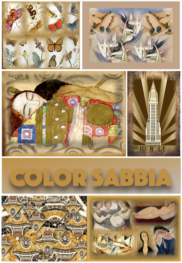 Questa tonalità calda e neutra, tra il beige e il marrone chiaro, offre una palette che evoca calore, relax e naturalezza. 10 poster artistici hanno in comune questo colore dominante.
