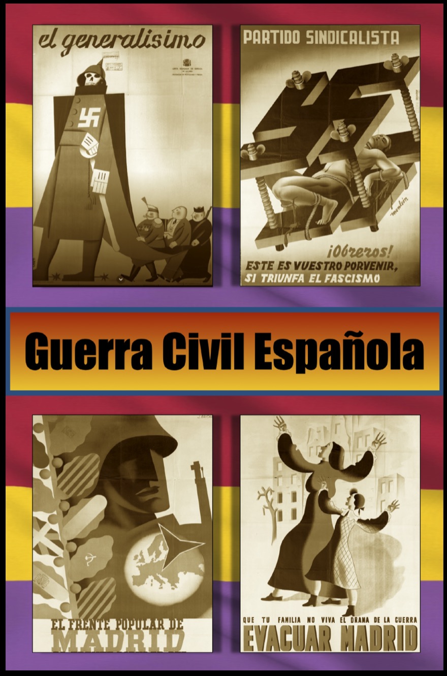 Banderas - 10 poster che ricordano venti manifesti del Fronte Popolare spagnolo, realizzati durante la guerra civile del 1936.
